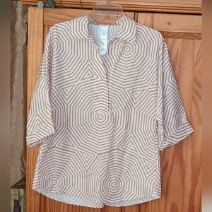 Akris Punto geometric print tunic blouse sea star. Size 6